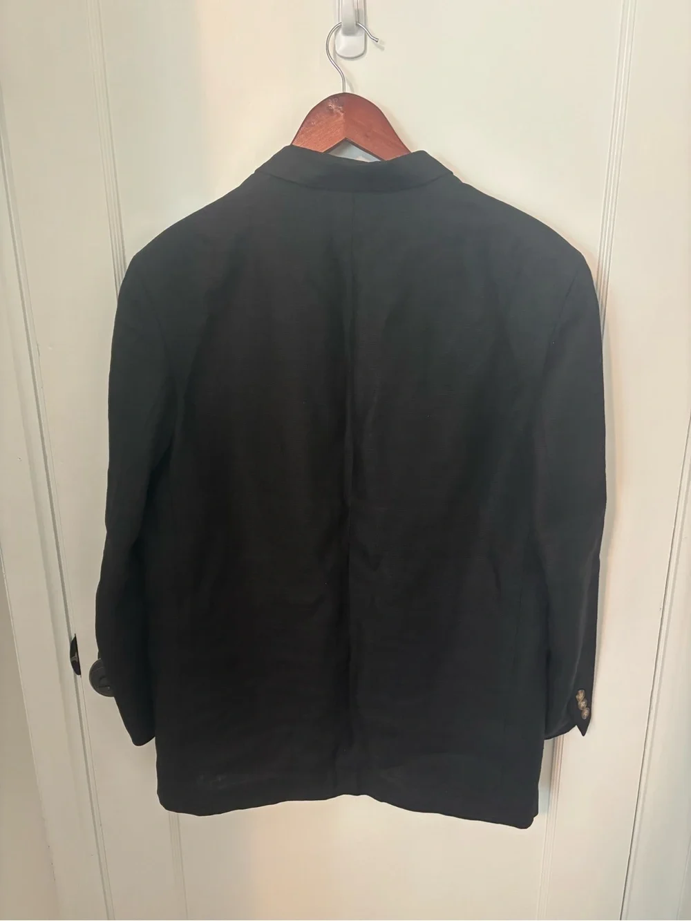 Vintage JCrew Linen Men's Black Blazer - Classic Three-Button